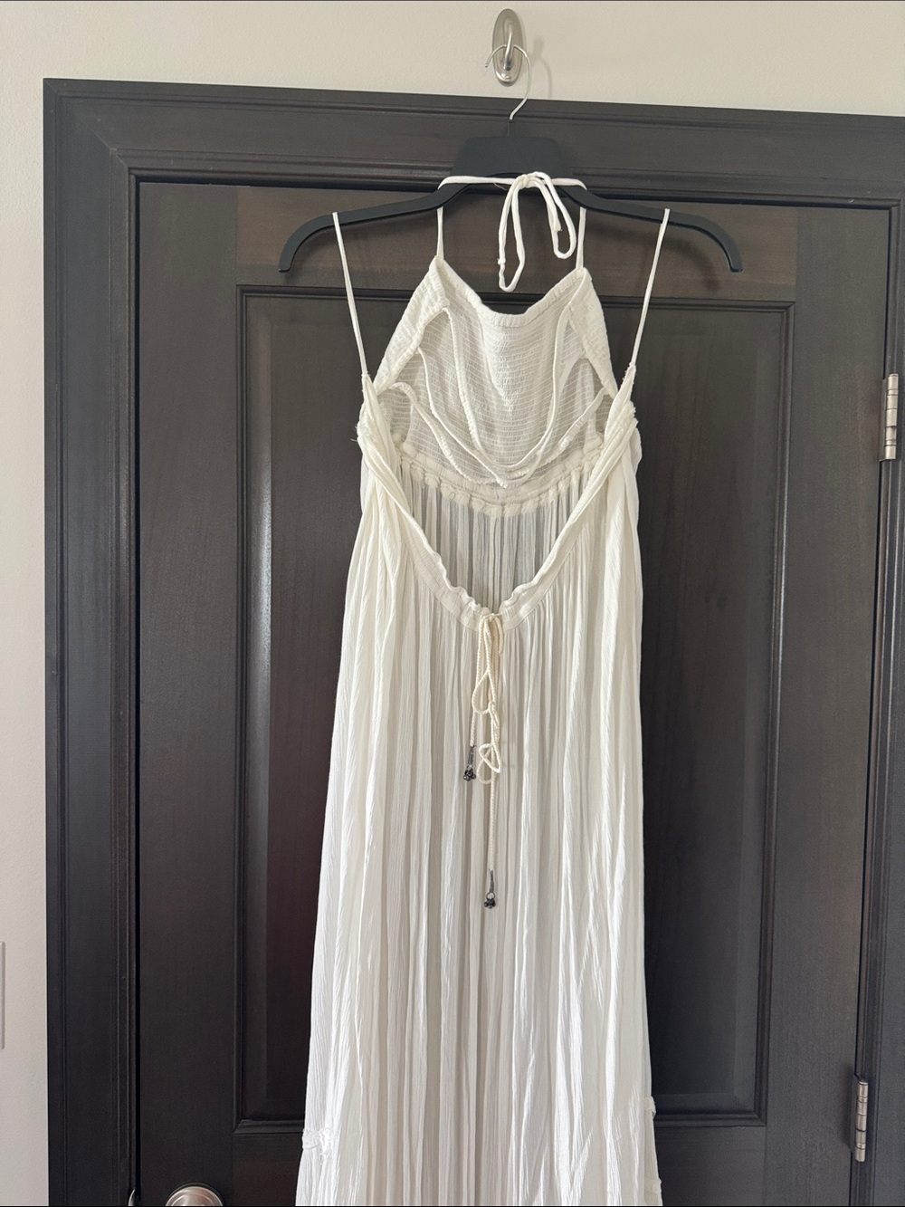 Free People White Halter Maxi Dress with Ruffled Hem - Picture 5 of 8